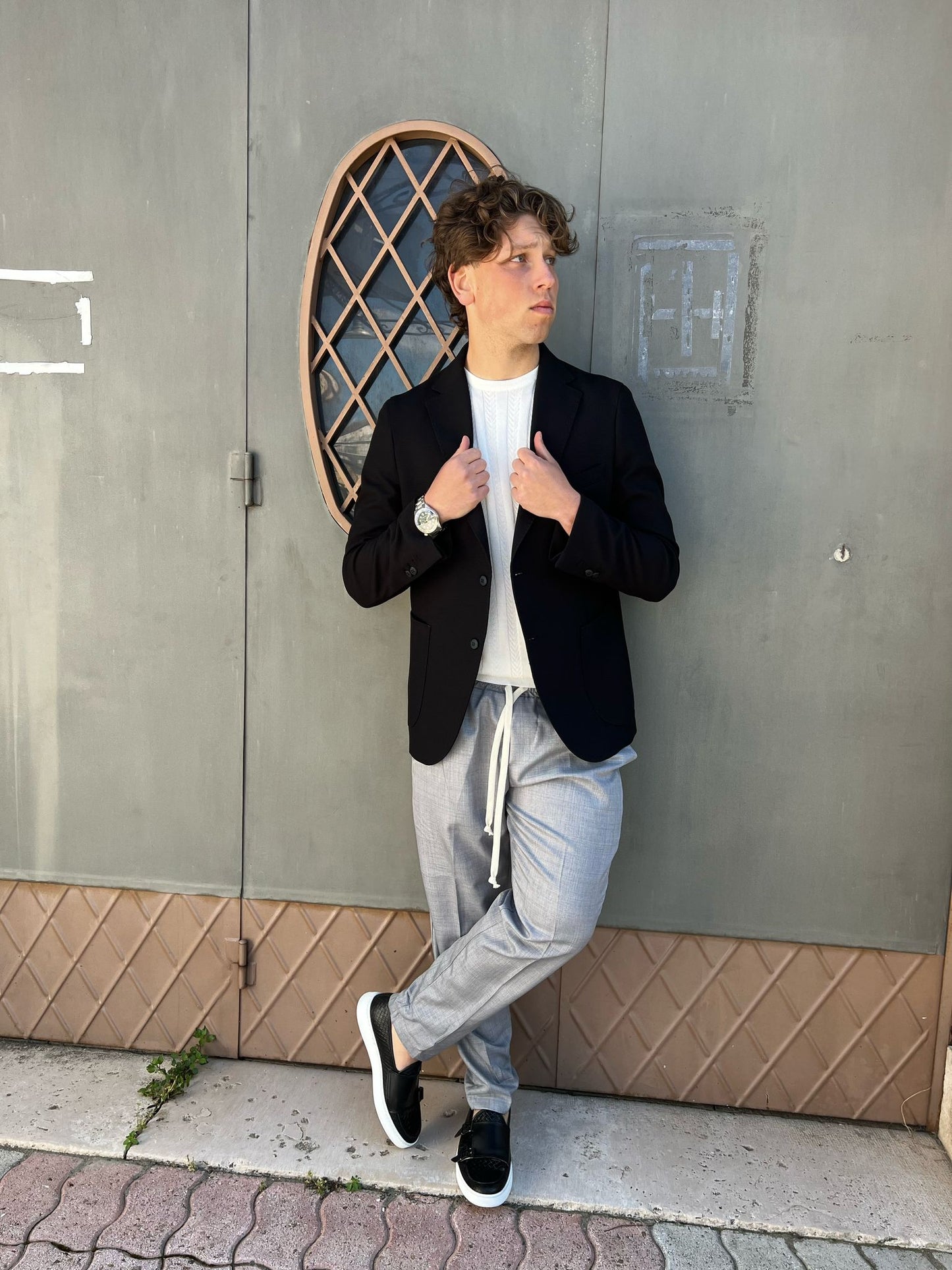 Maglia Girocollo Uomo Traforata a Spiga – Eleganza Traspirante