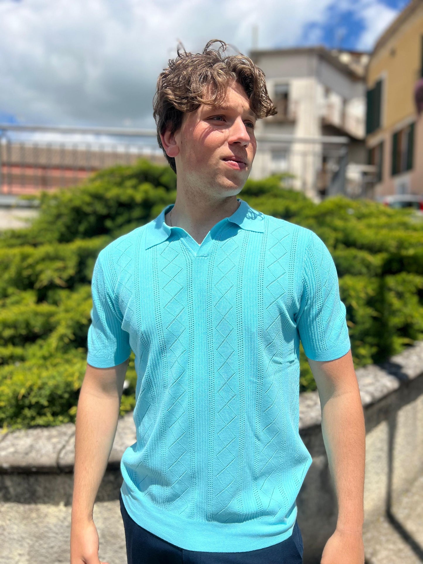 Polo Uomo scollo Derby in Filo Traforato