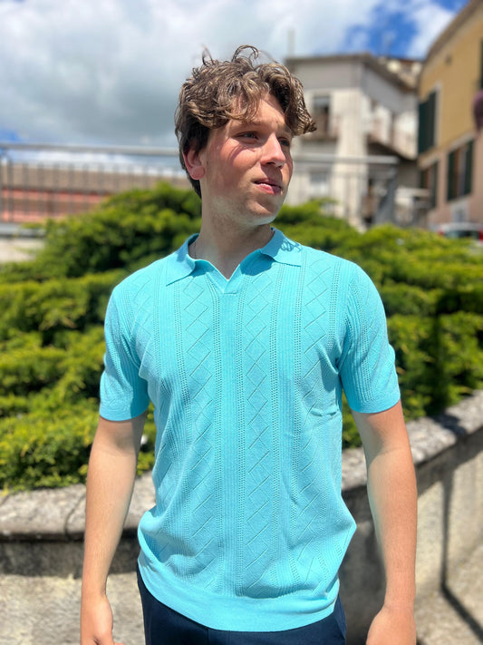 Polo Uomo scollo Derby in Filo Traforato