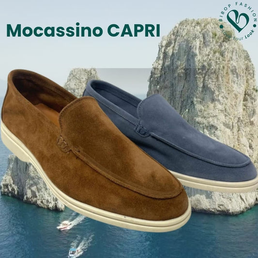 Mocassino modello Capri pelle scamosciata sfoderato made in Italy