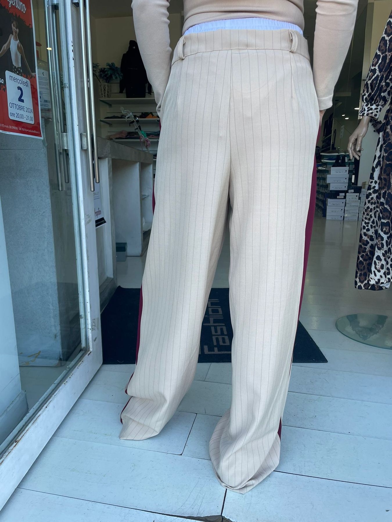 pantalone gessato riga laterale effetto boxer