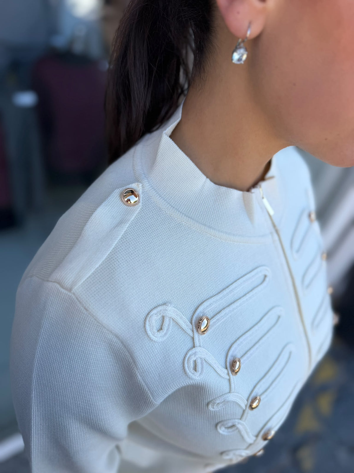 MAGLIA DONNA STILE NAPOLEON CON BOTTONI ORO