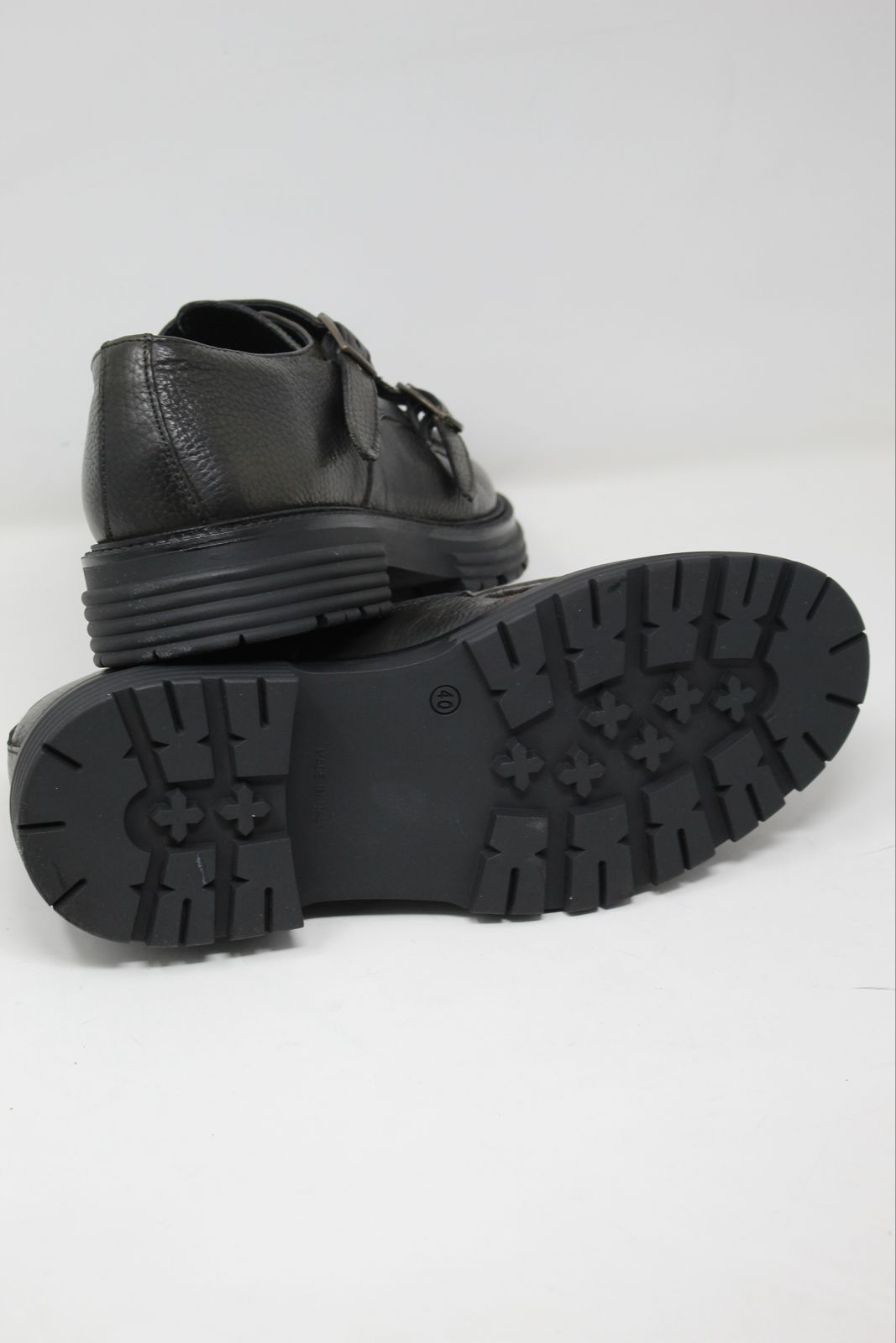 Mocassino uomo doppia fibbia  in vera pelle bottalata effetto vintage made in Italy fondo vibram