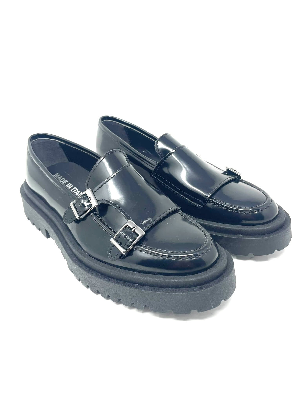 Mocassino rocciatore doppia fibbia fondo alto  in vera pelle made in italy
