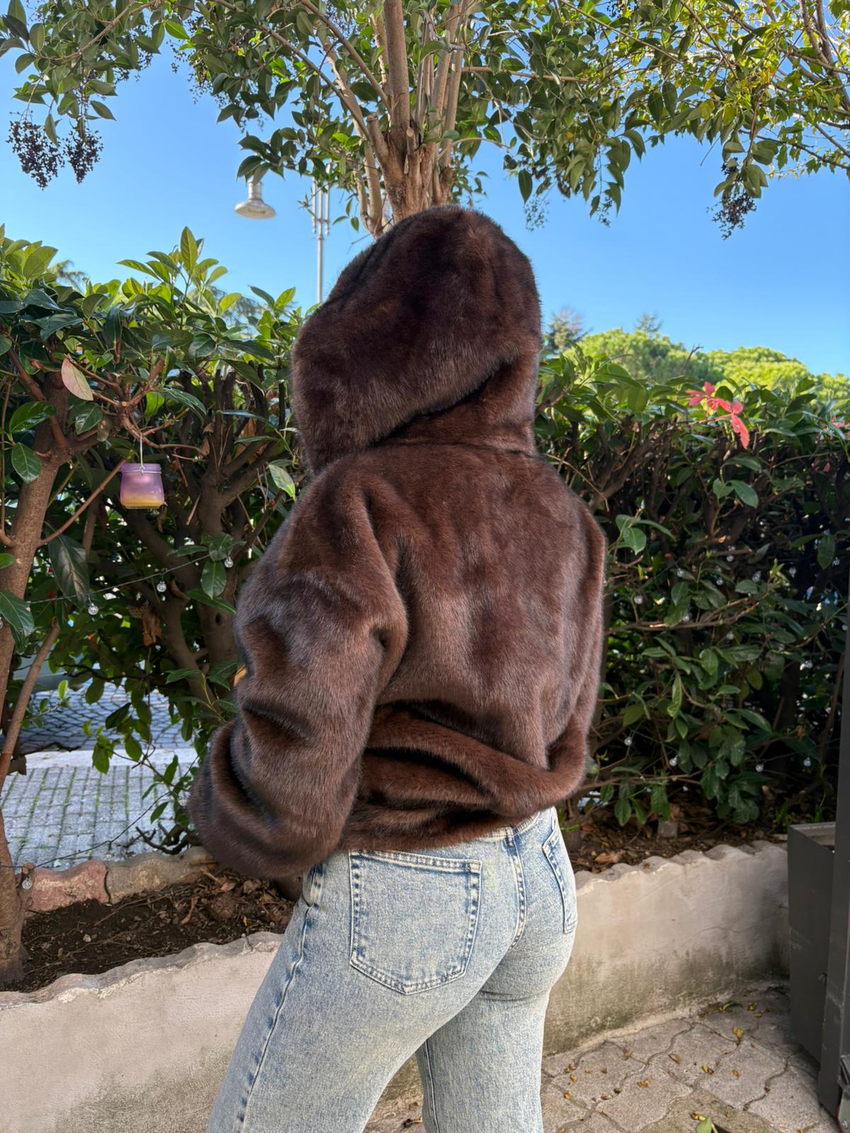 Giacca Donna in Eco-Pelliccia con Cappuccio