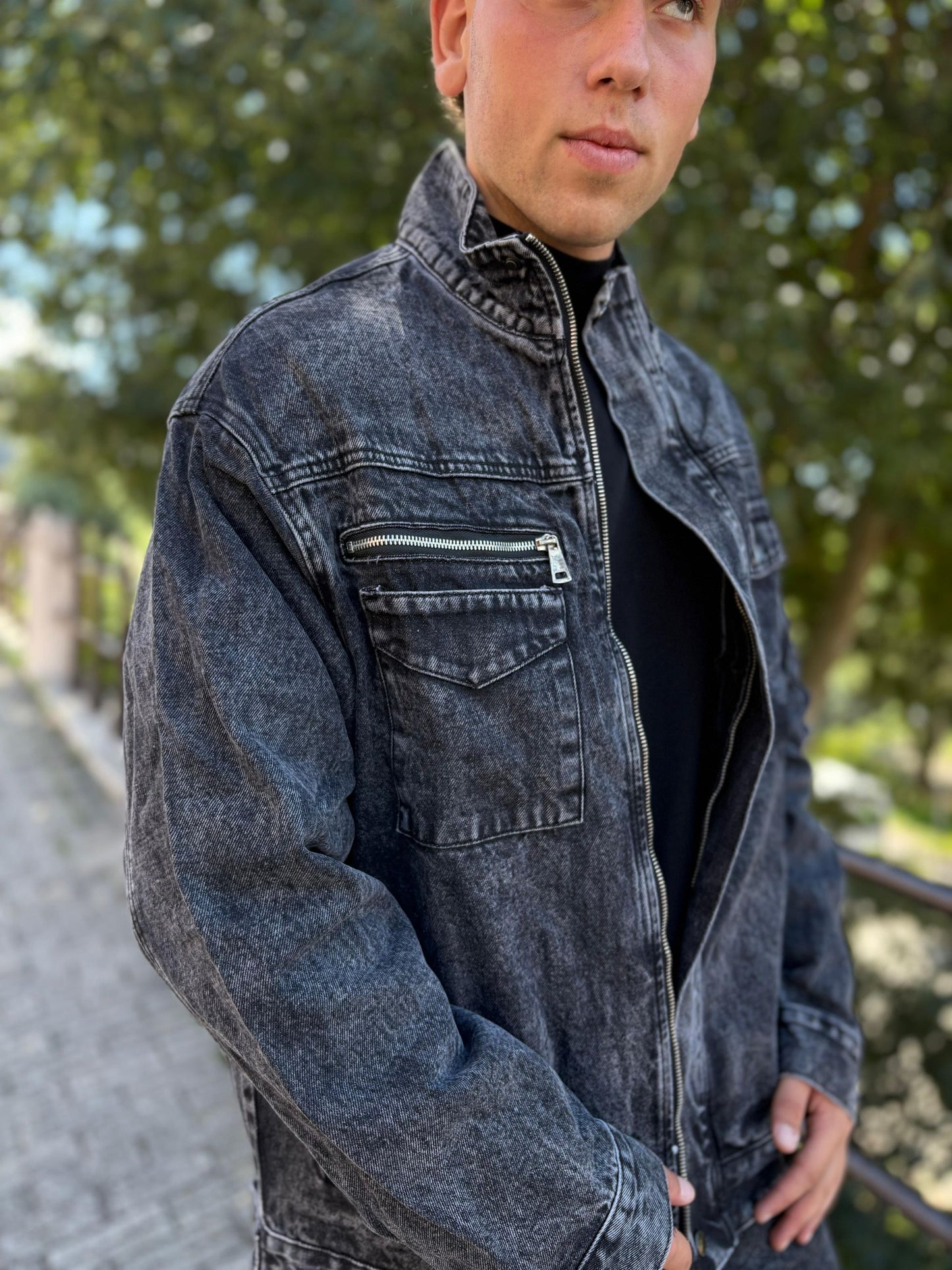 Giubbotto Uomo Jeans alla Coreana Over