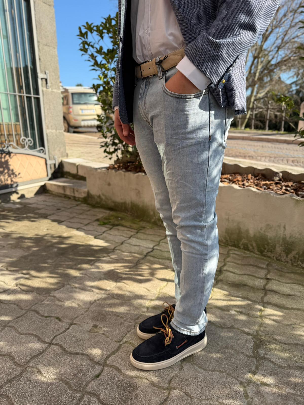 Jeans Uomo Skinny Elasticizzati – Lavaggio Chiaro
