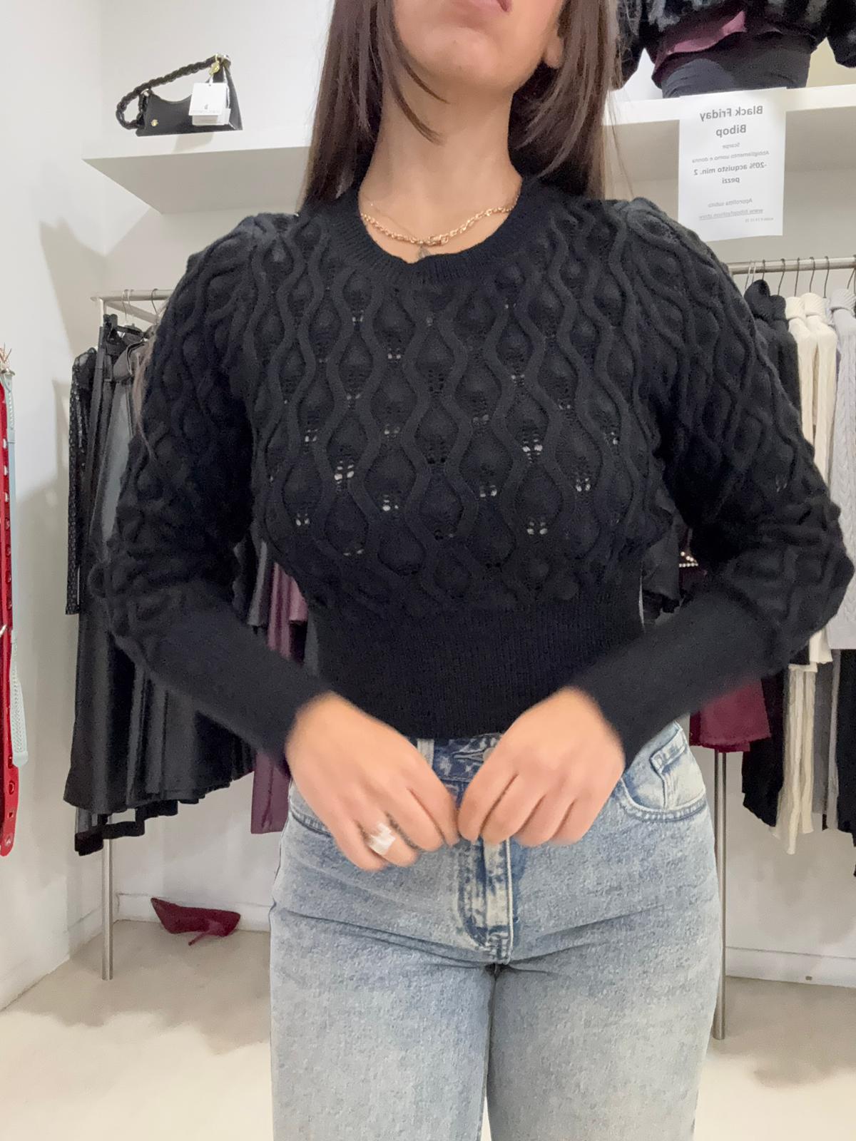 Maglia Crop a Trecce Elasticizzata