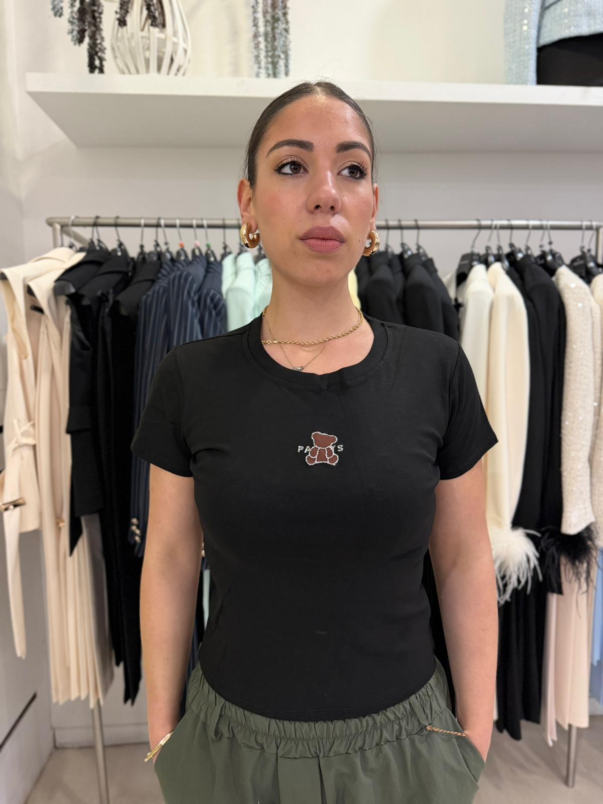 Maglia Crop Teddy con Strass – Donna