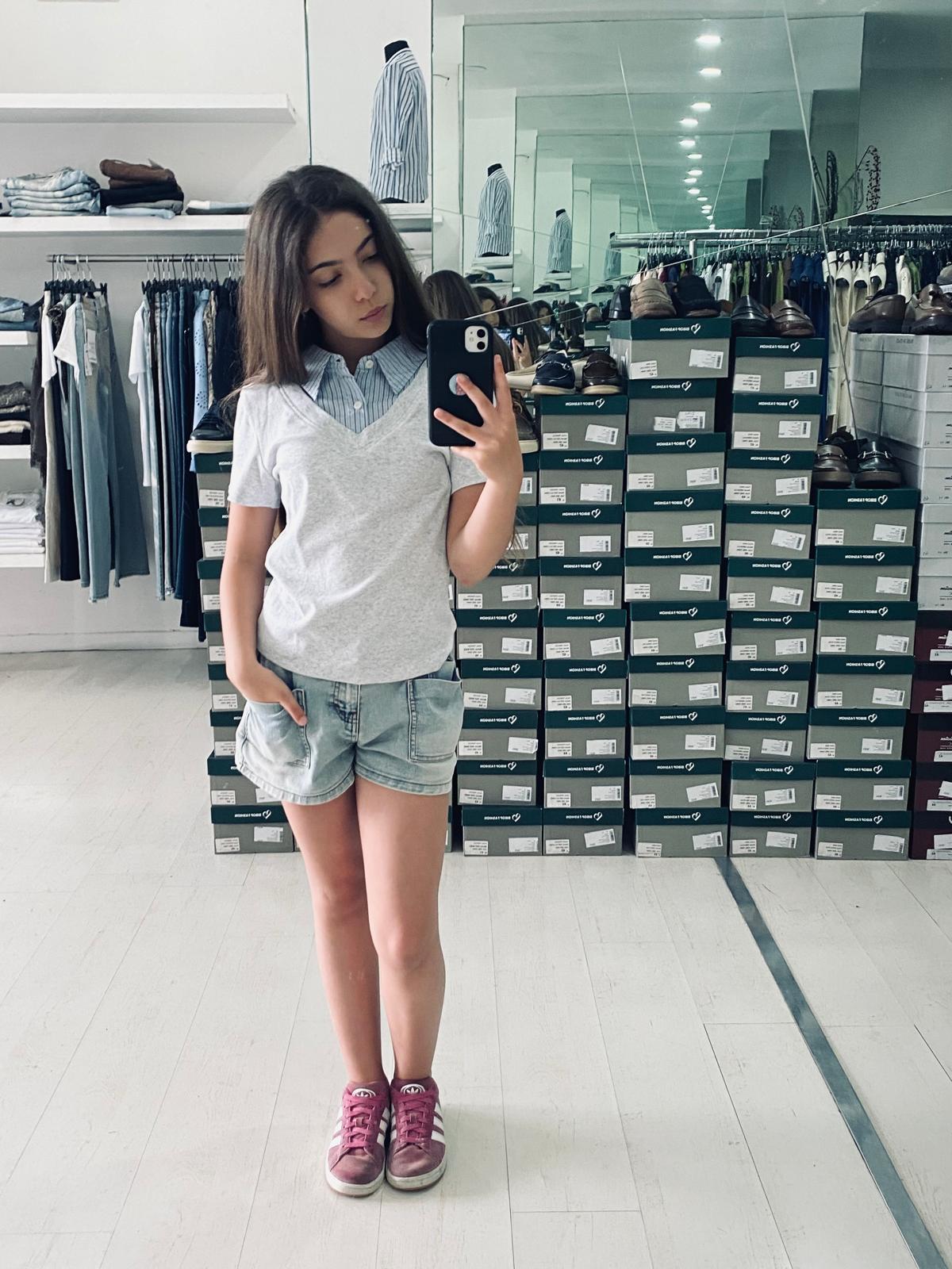 maglia con camicia a righe