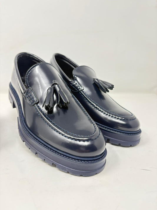 Mocassino nappine pelle abrasivata fondo gomma MADE IN ITALY