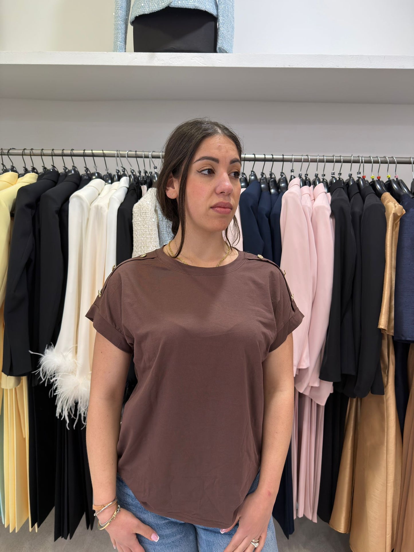 Maglia Donna con Bottoni e Manica
