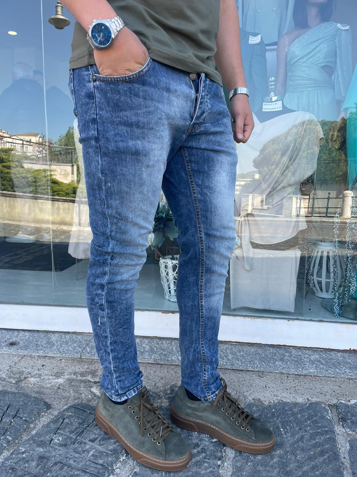 jeans effetto marmorizzato uomo slim fit