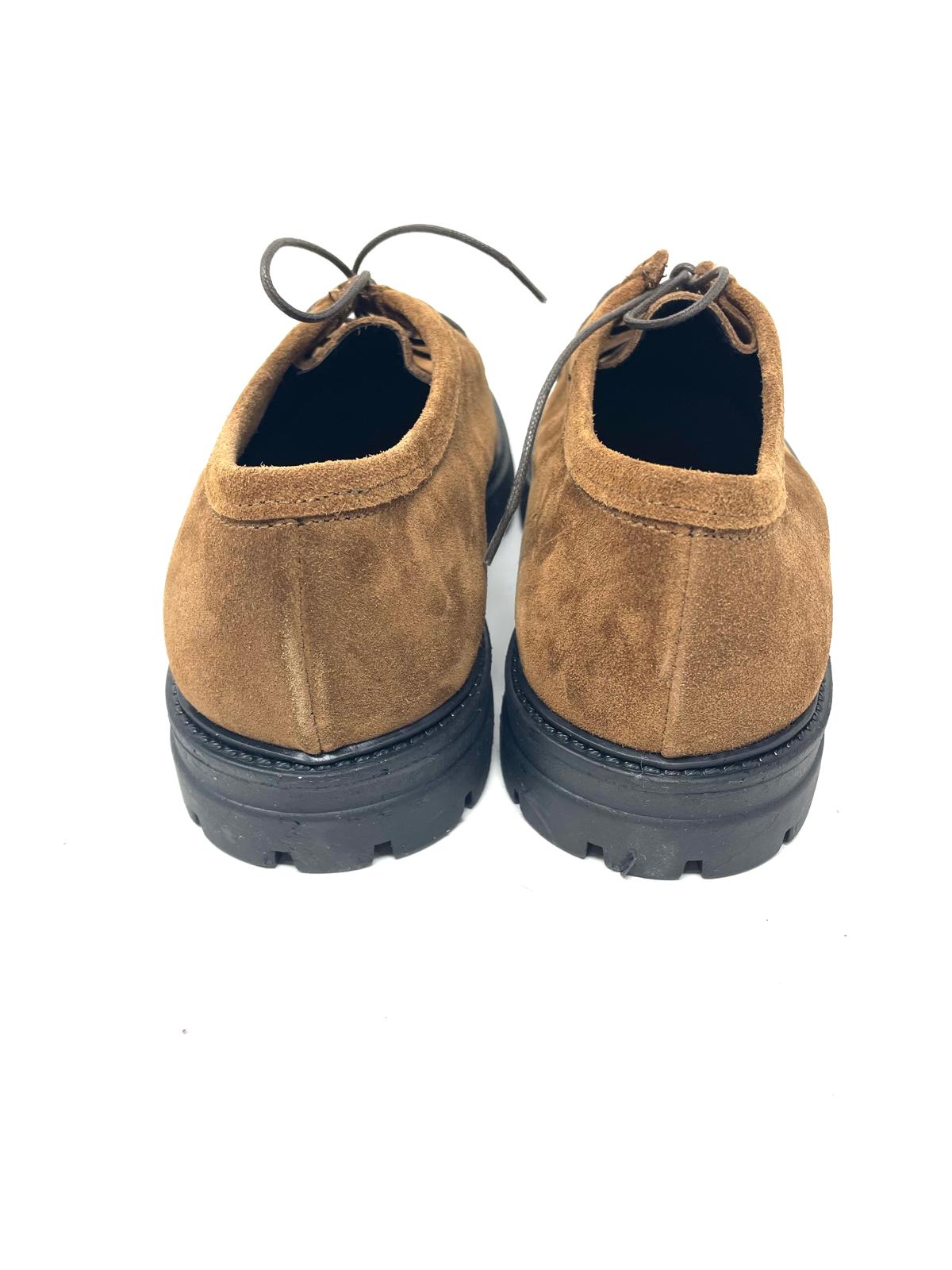 Scarpa modello ingegnere cucita a mano in vera pelle scamosciata  made in italy