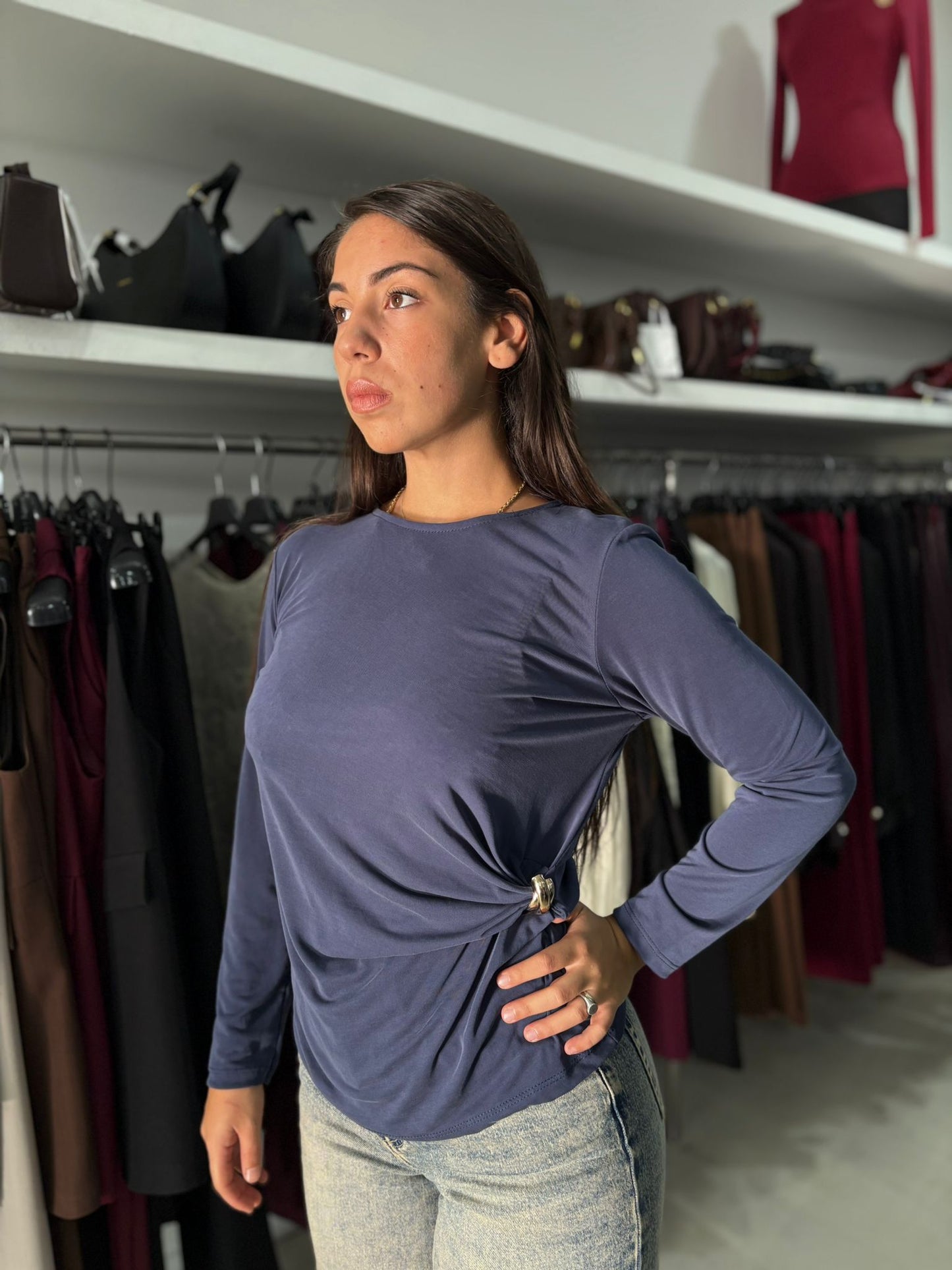 Maglia con fibbia in viscosa