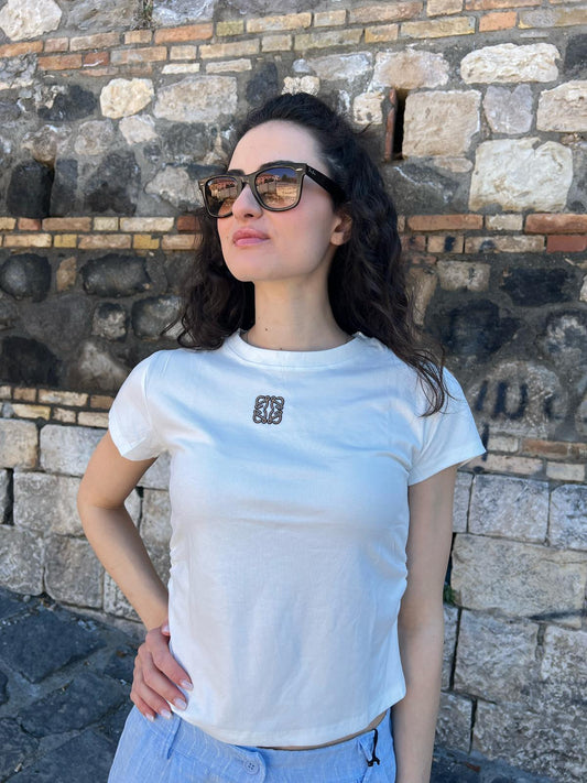 T-shirt arricciata logo DONNA