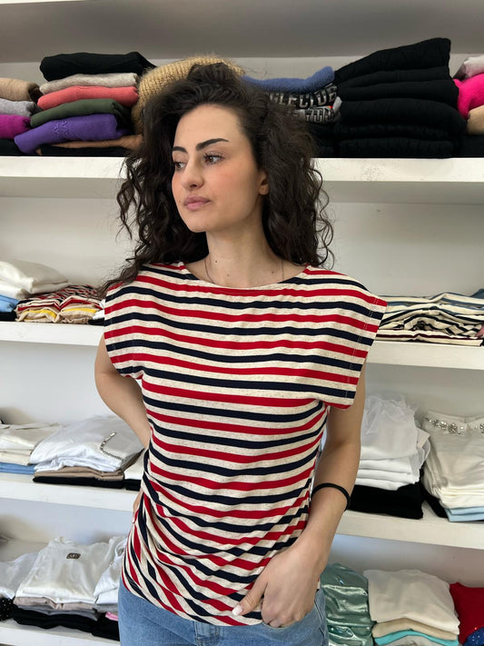 T-shirt righe drappeggio