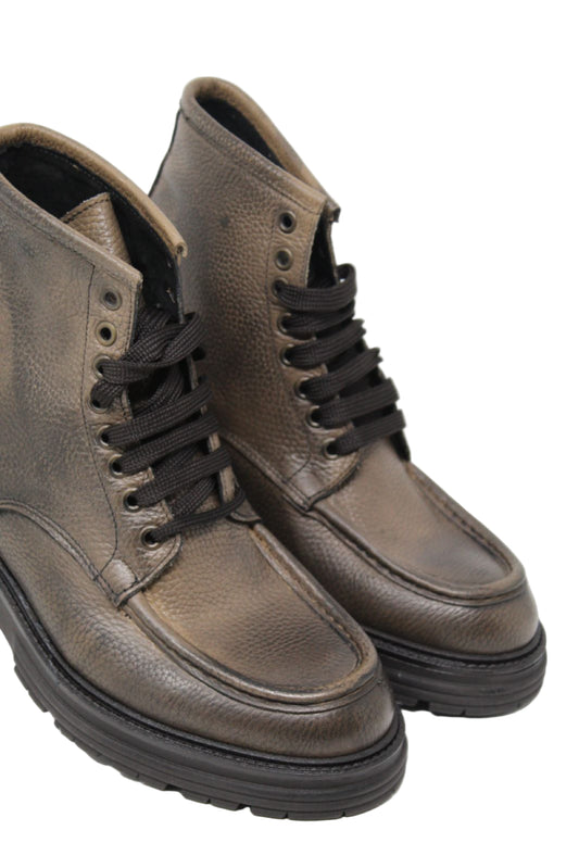 Stivaletto scarponcino pelle bottalata effetto vintage made in Italy fondo vibram