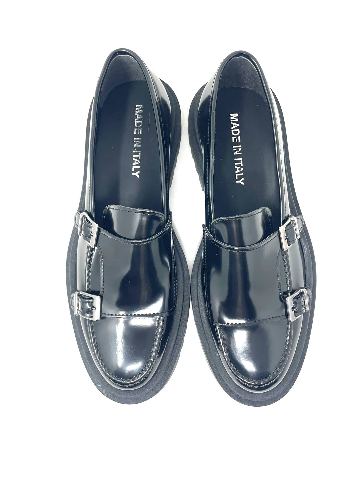 Mocassino rocciatore doppia fibbia fondo alto  in vera pelle made in italy