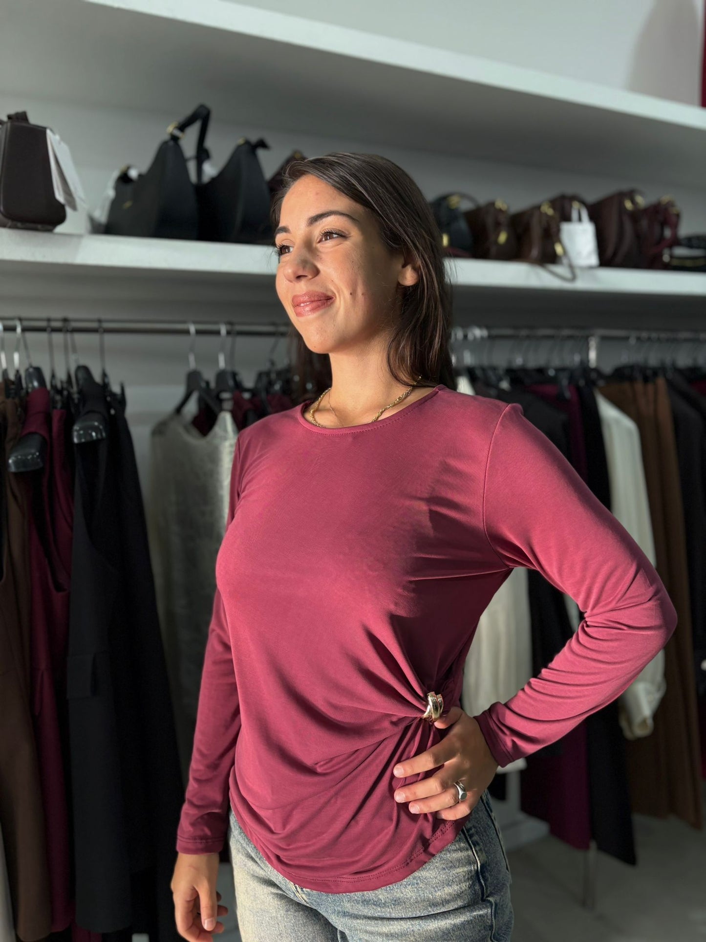 Maglia con fibbia in viscosa