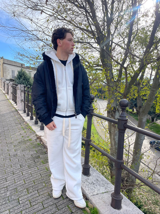 Tuta uomo completo 2 pezzi felpata pantalone baggy