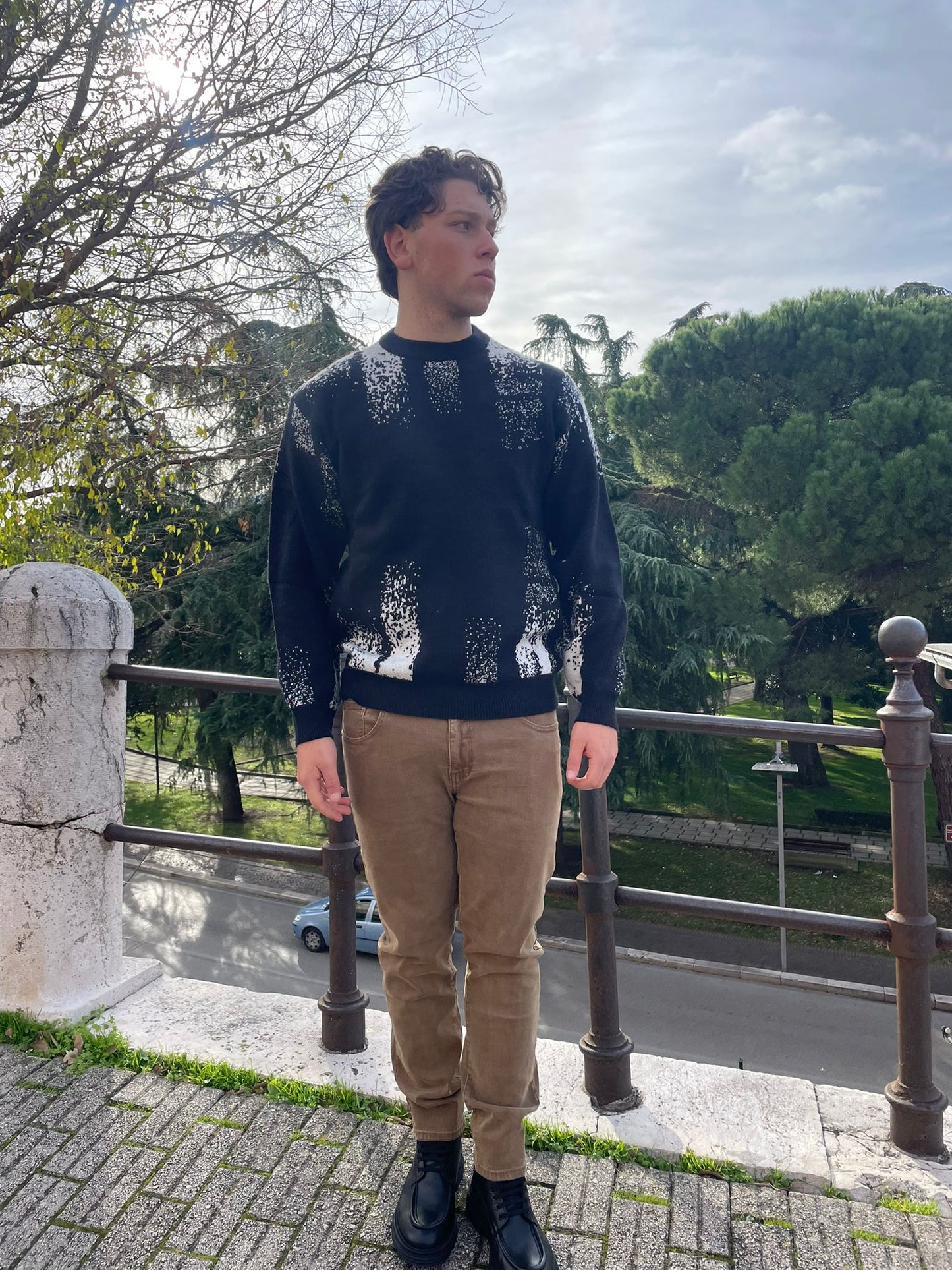 maglione girocollo fantasia