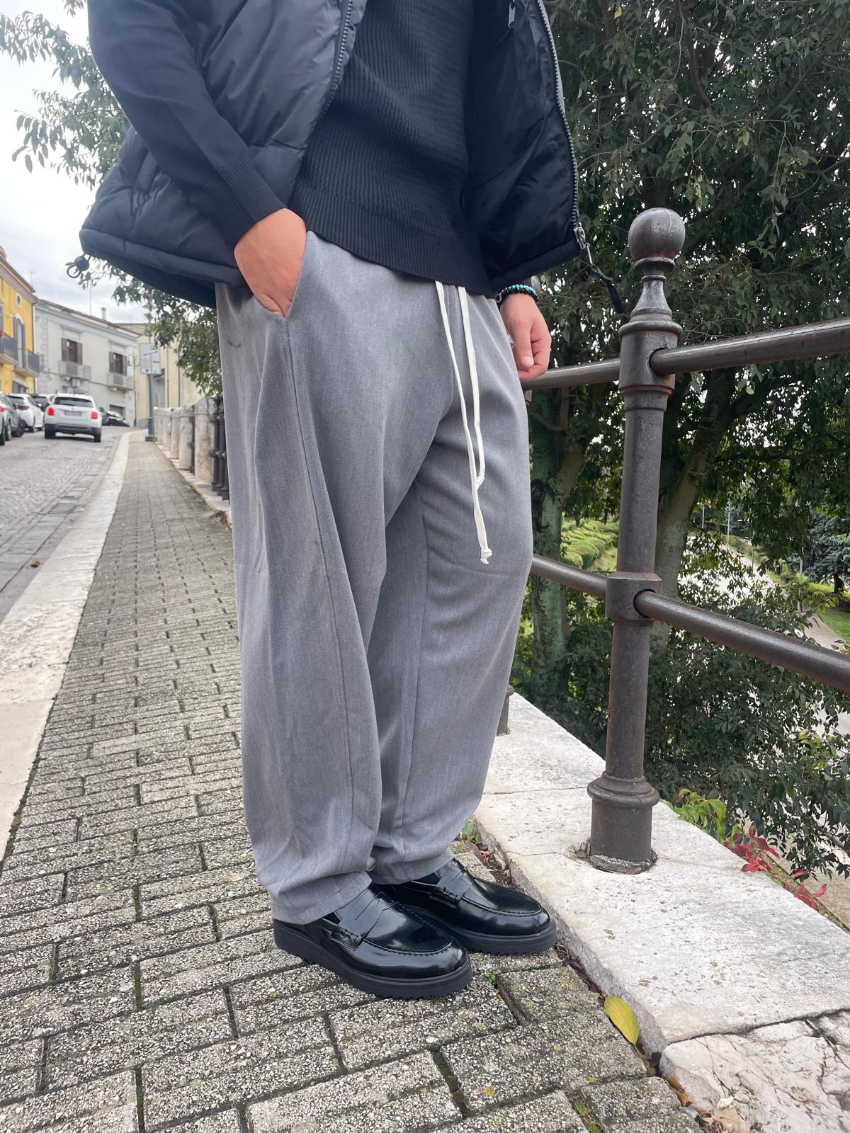 Pantalone Uomo Baggy con Cuciture ed Elastico in vita