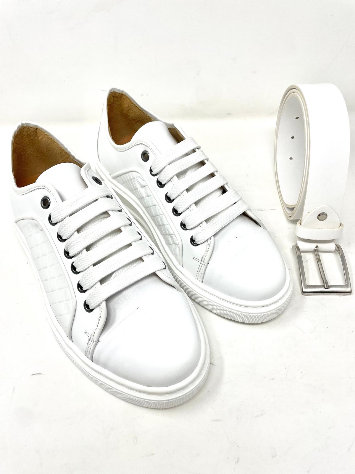 Sneakers in Vera Pelle con Stampa a Rombi