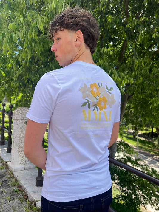 T-shirt Uomo con Stampa Fiori made in italy