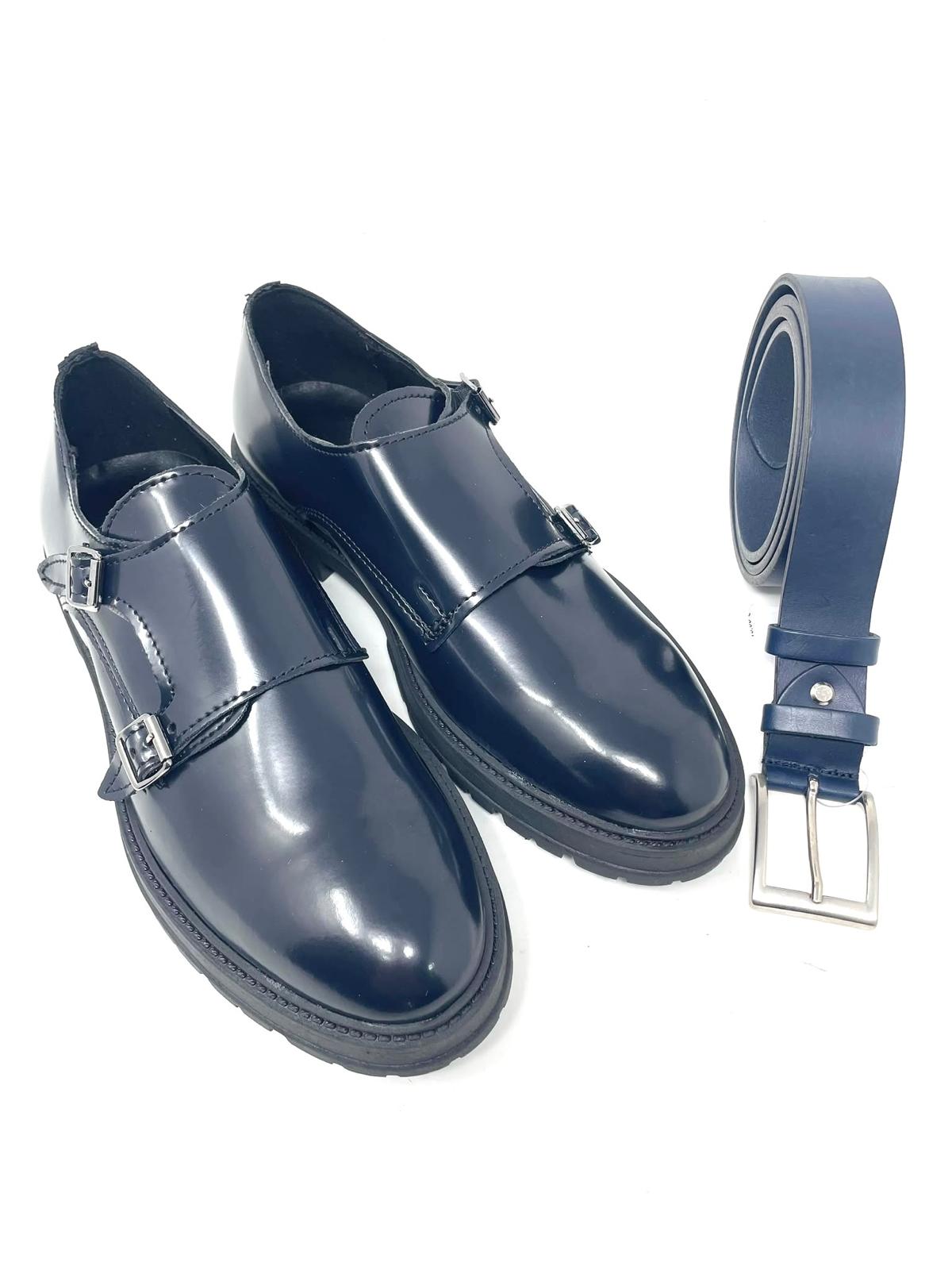 Mocassino Uomo Doppia Fibbia in Pelle Abrasivata – Fondo Vibram Made in Italy