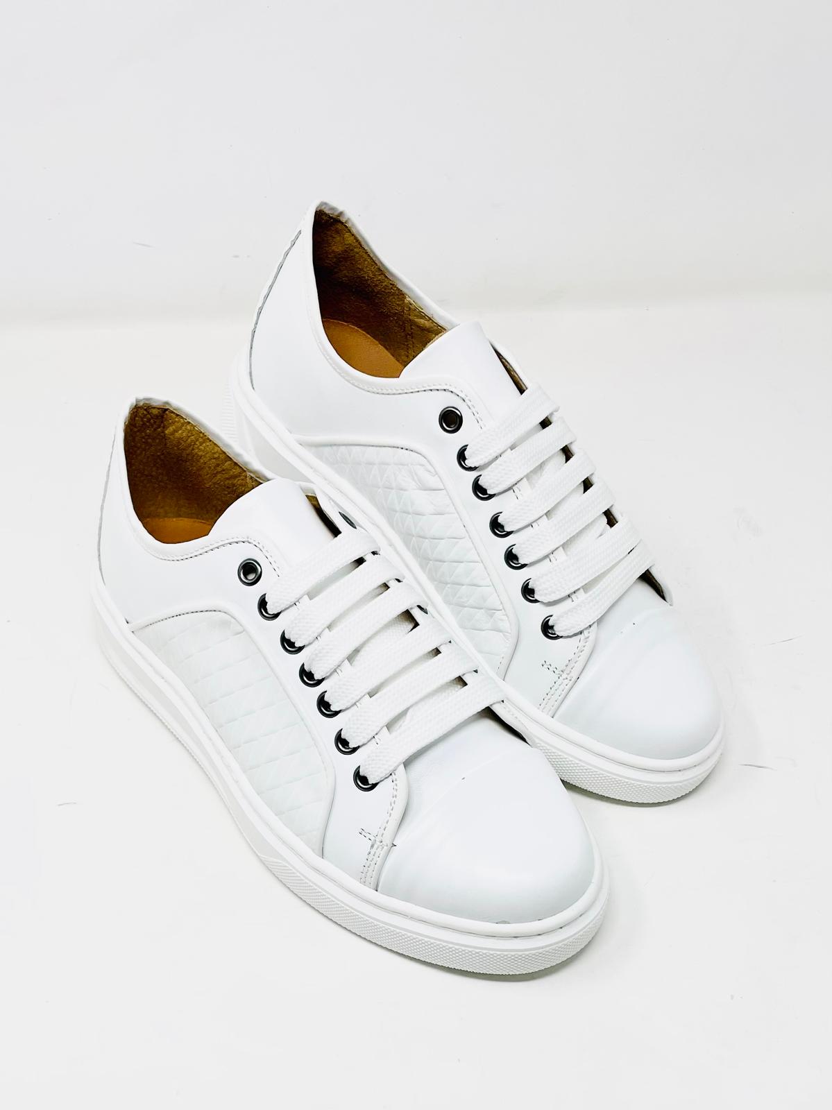 Sneakers in Vera Pelle con Stampa a Rombi