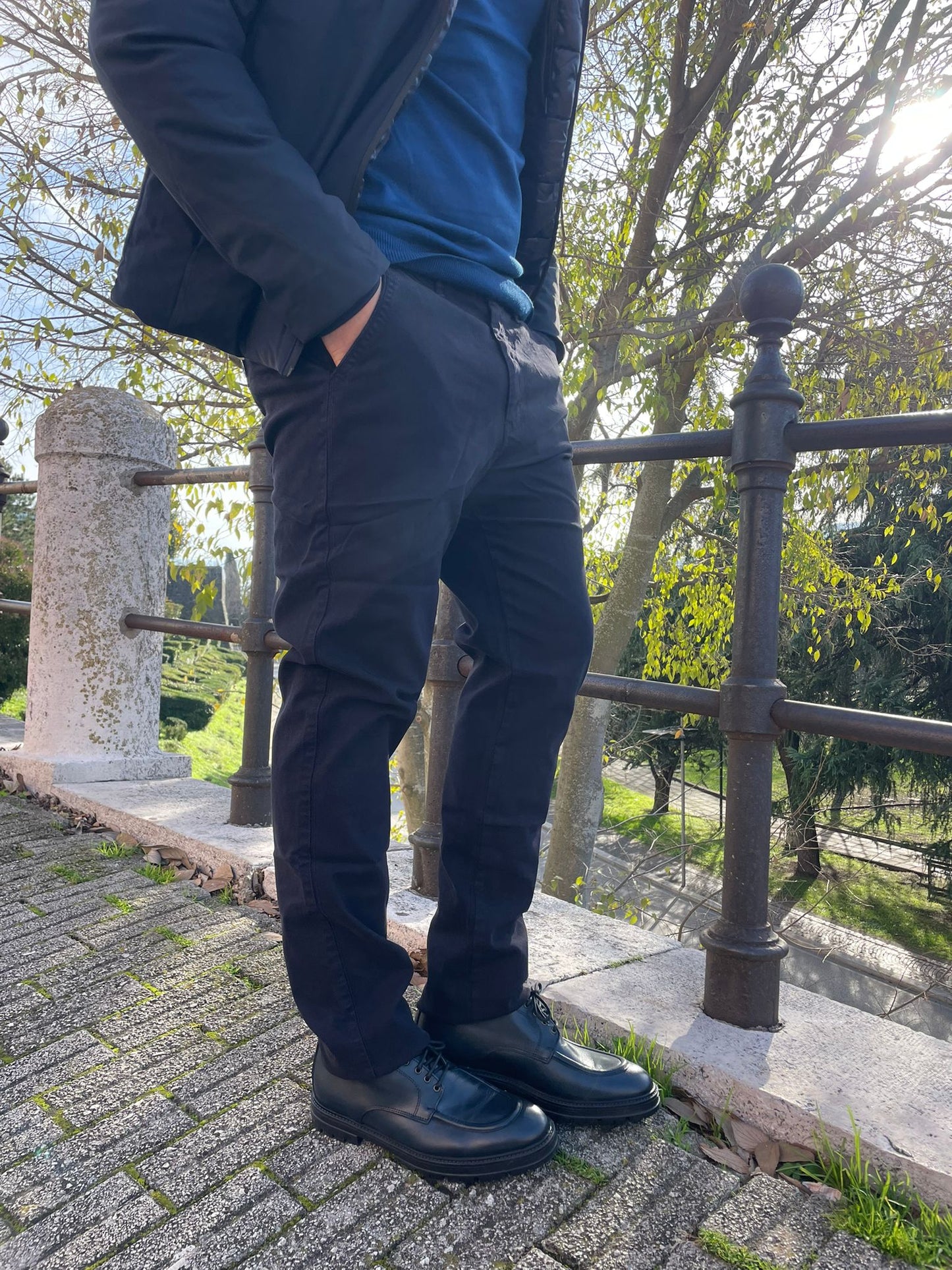 Pantalone  tasca america tessuto diagonale elasticizzato