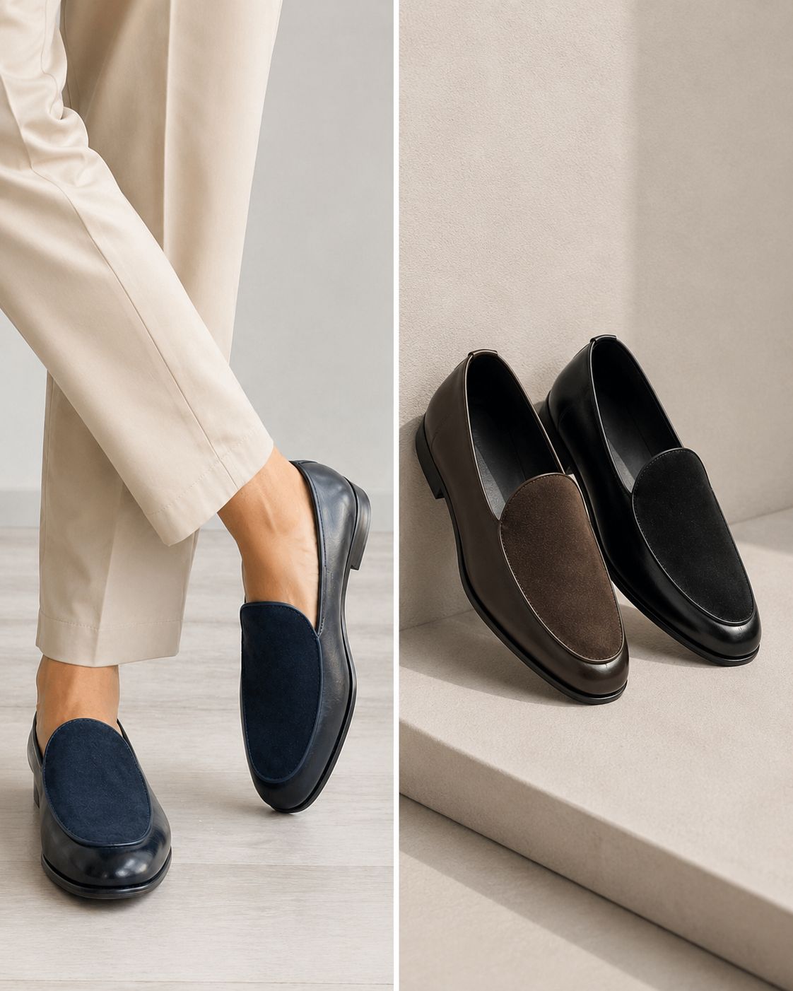 Mocassino in Pelle con Ovalino Scamosciato – Fondo Cuoio Cucito