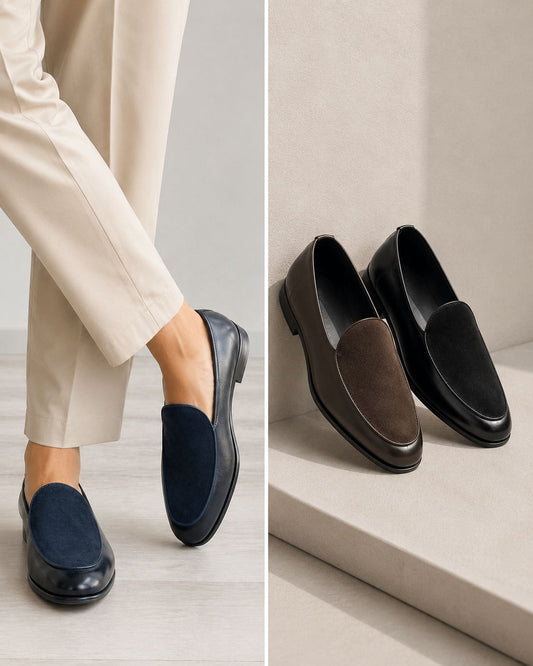 Mocassino in Pelle con Ovalino Scamosciato – Fondo Cuoio Cucito