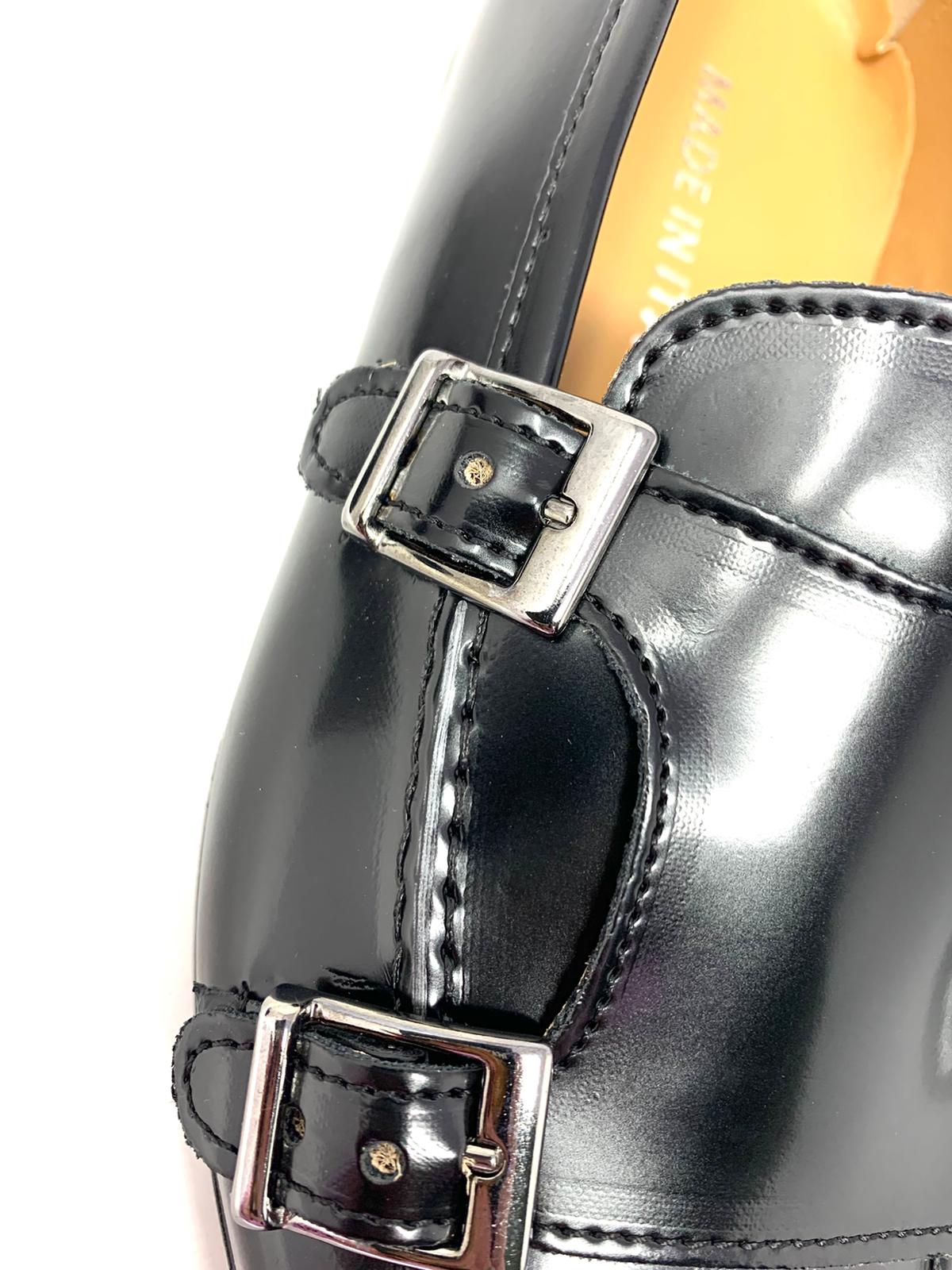 Mocassino vera pelle doppia fibbia fondo gomma made in italy