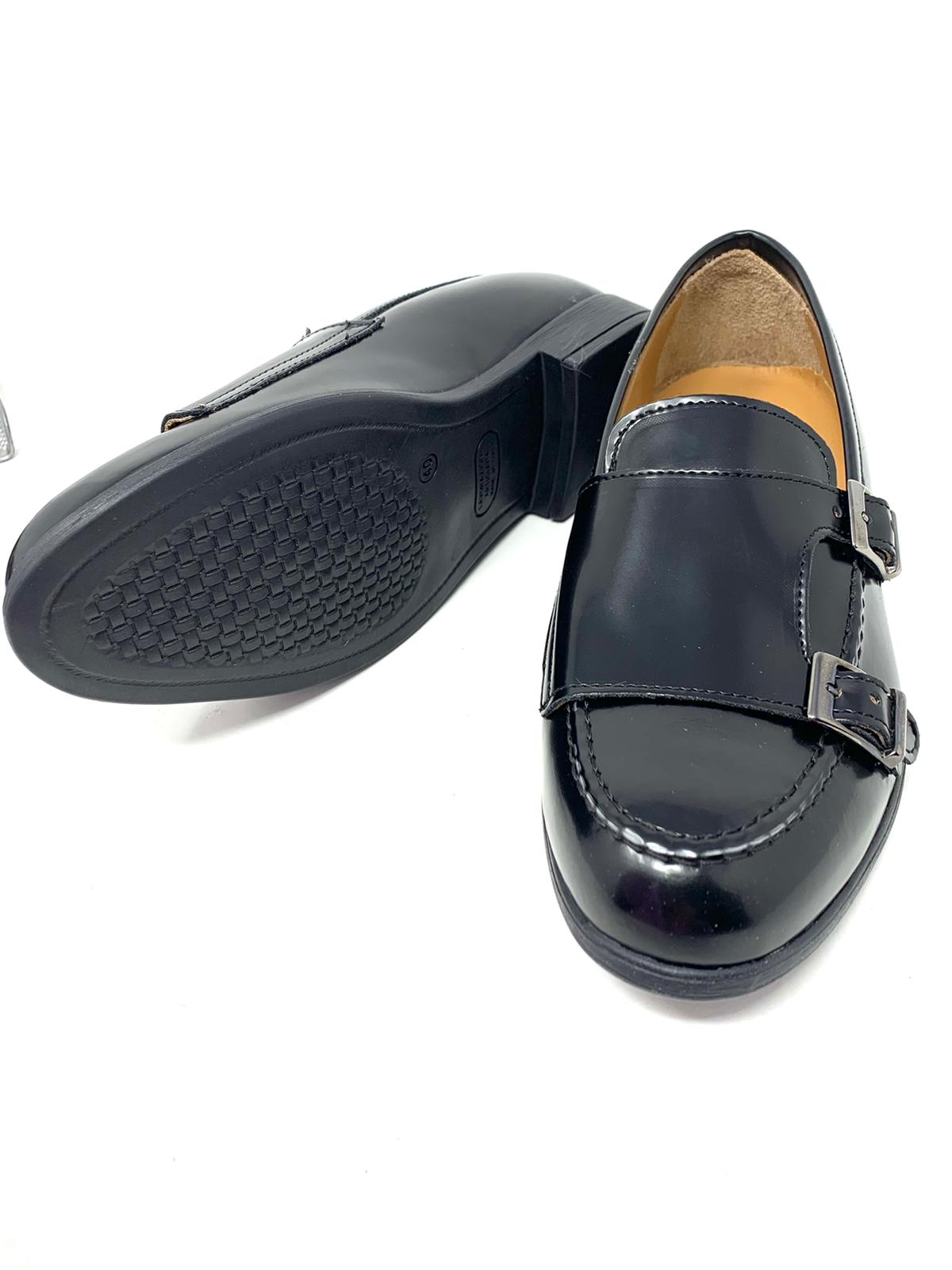 Mocassino vera pelle doppia fibbia fondo gomma made in italy