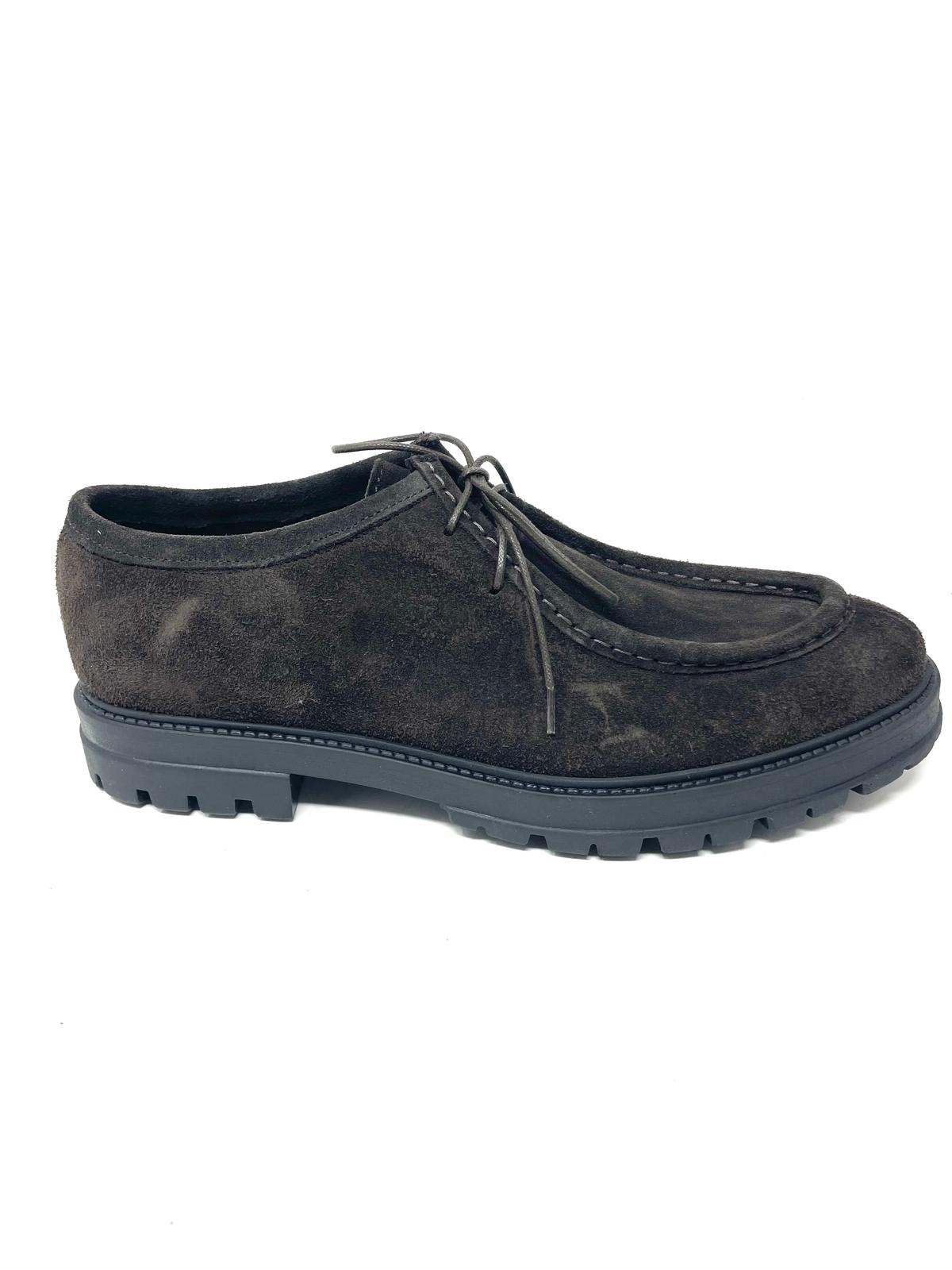 Scarpa modello ingegnere cucita a mano in vera pelle scamosciata  made in italy