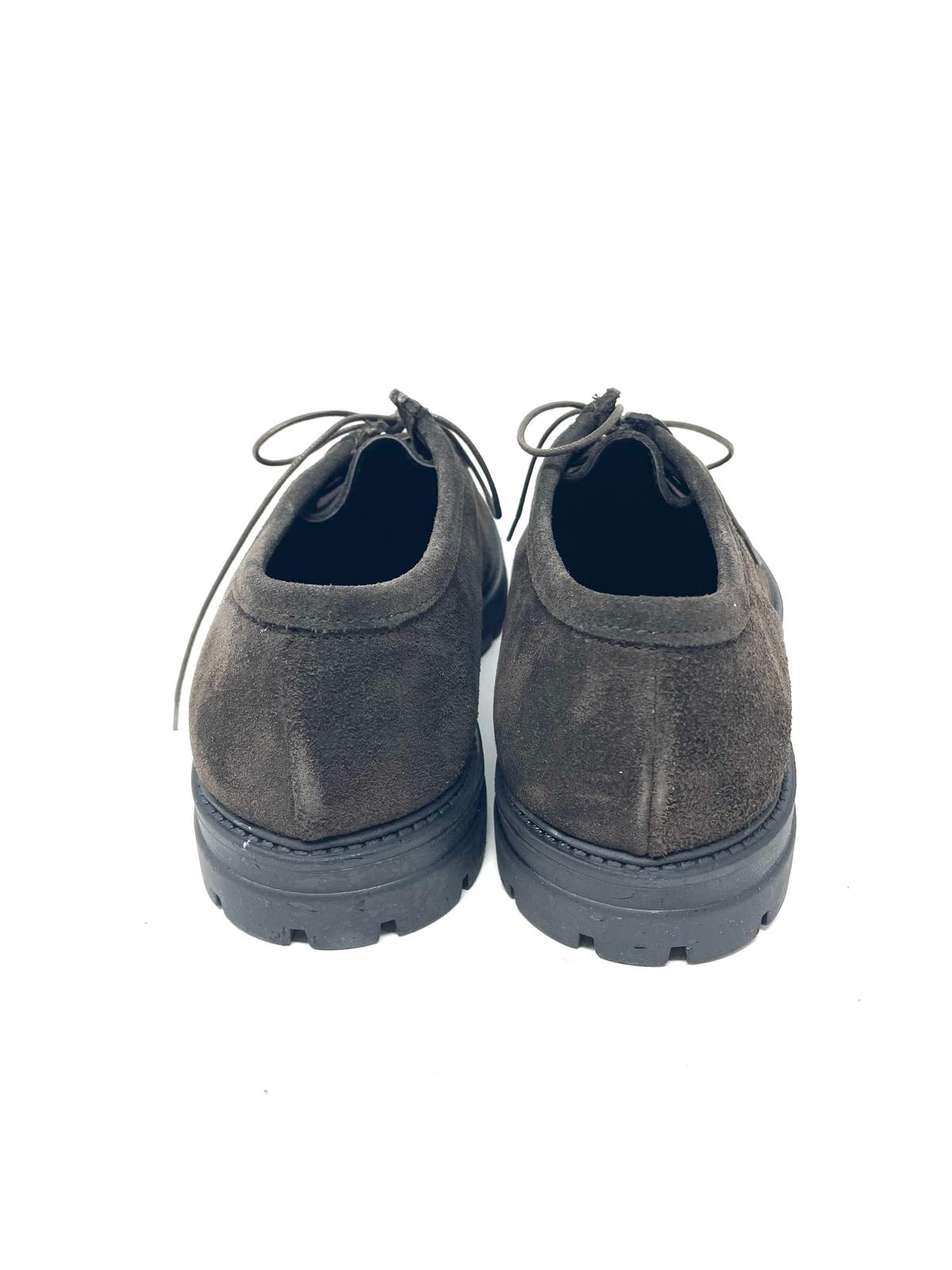 Scarpa modello ingegnere cucita a mano in vera pelle scamosciata  made in italy