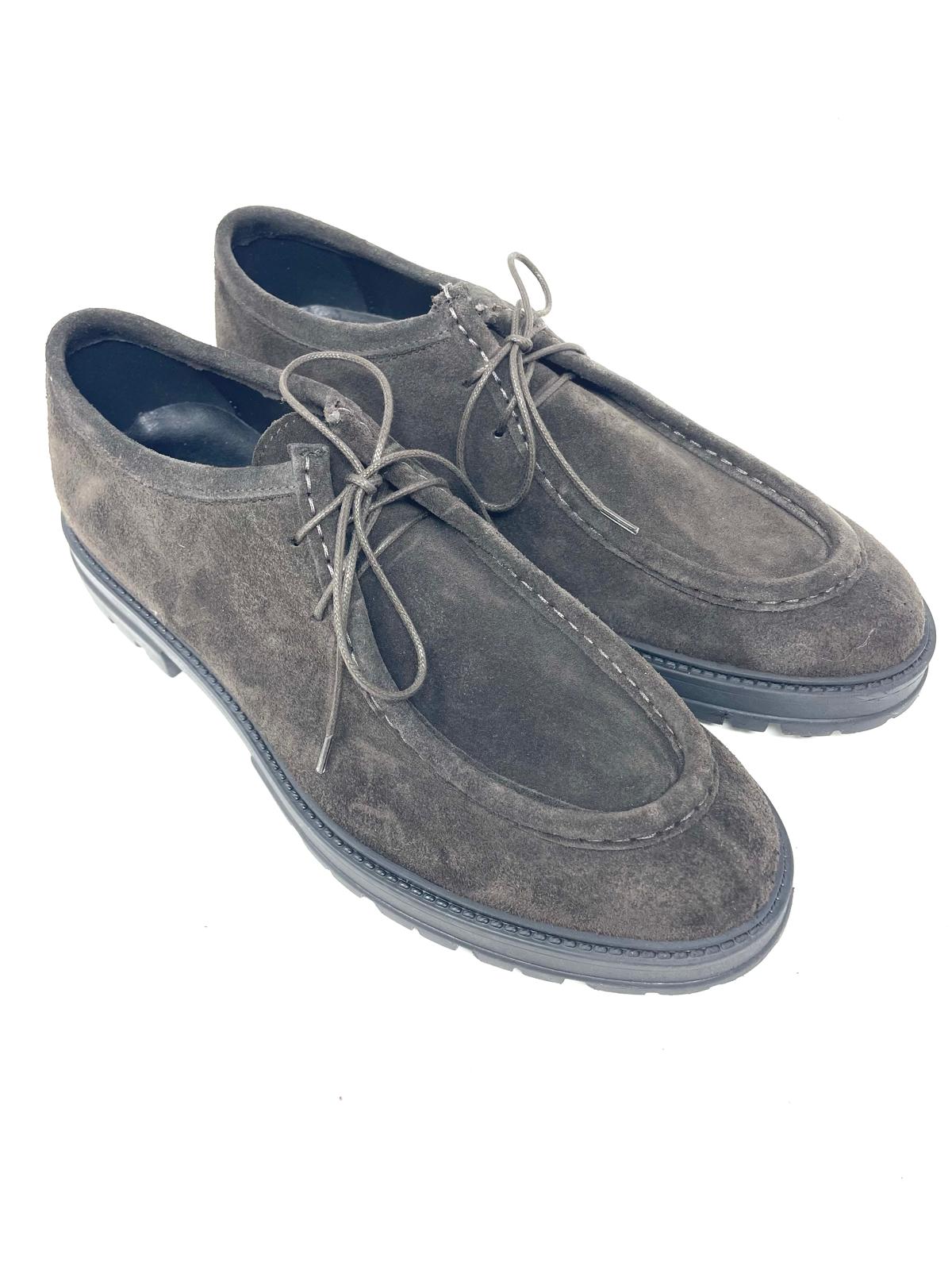 Scarpa modello ingegnere cucita a mano in vera pelle scamosciata  made in italy