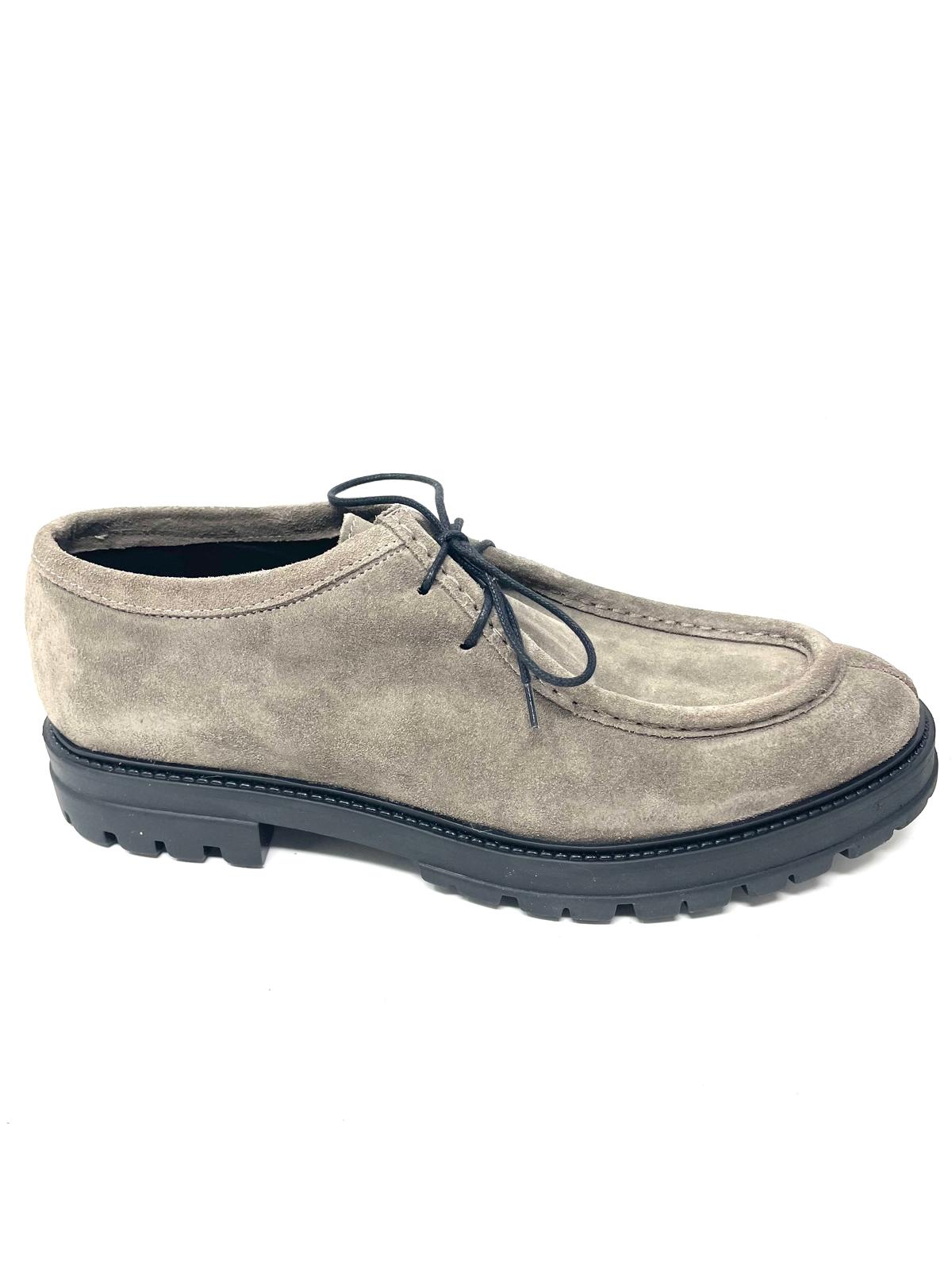 Scarpa modello ingegnere cucita a mano in vera pelle scamosciata  made in italy
