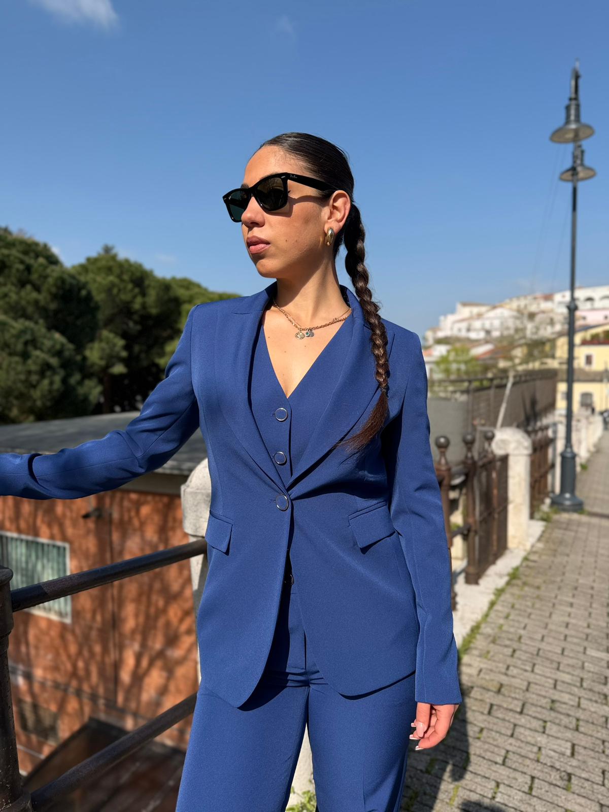 Completo Donna 3 Pezzi con Gilet e Bottoni Ricopert