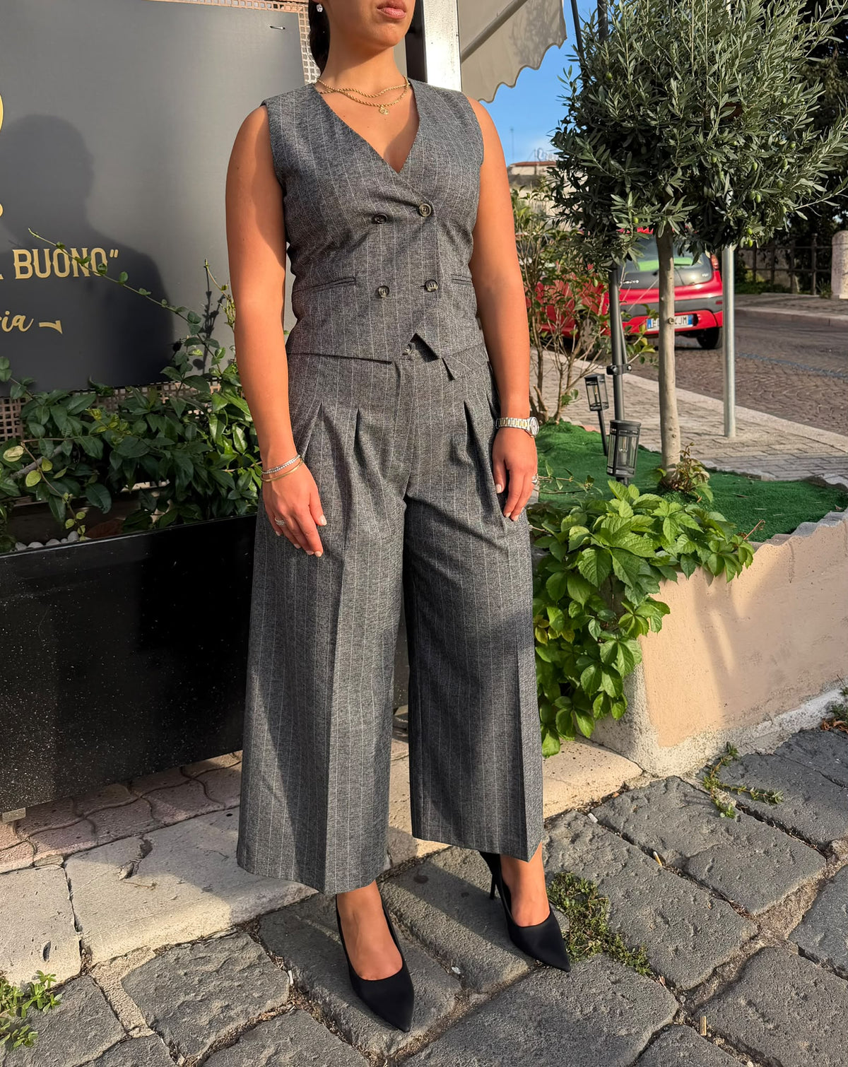 PANTALONE DONNA CROPPED GESSATO