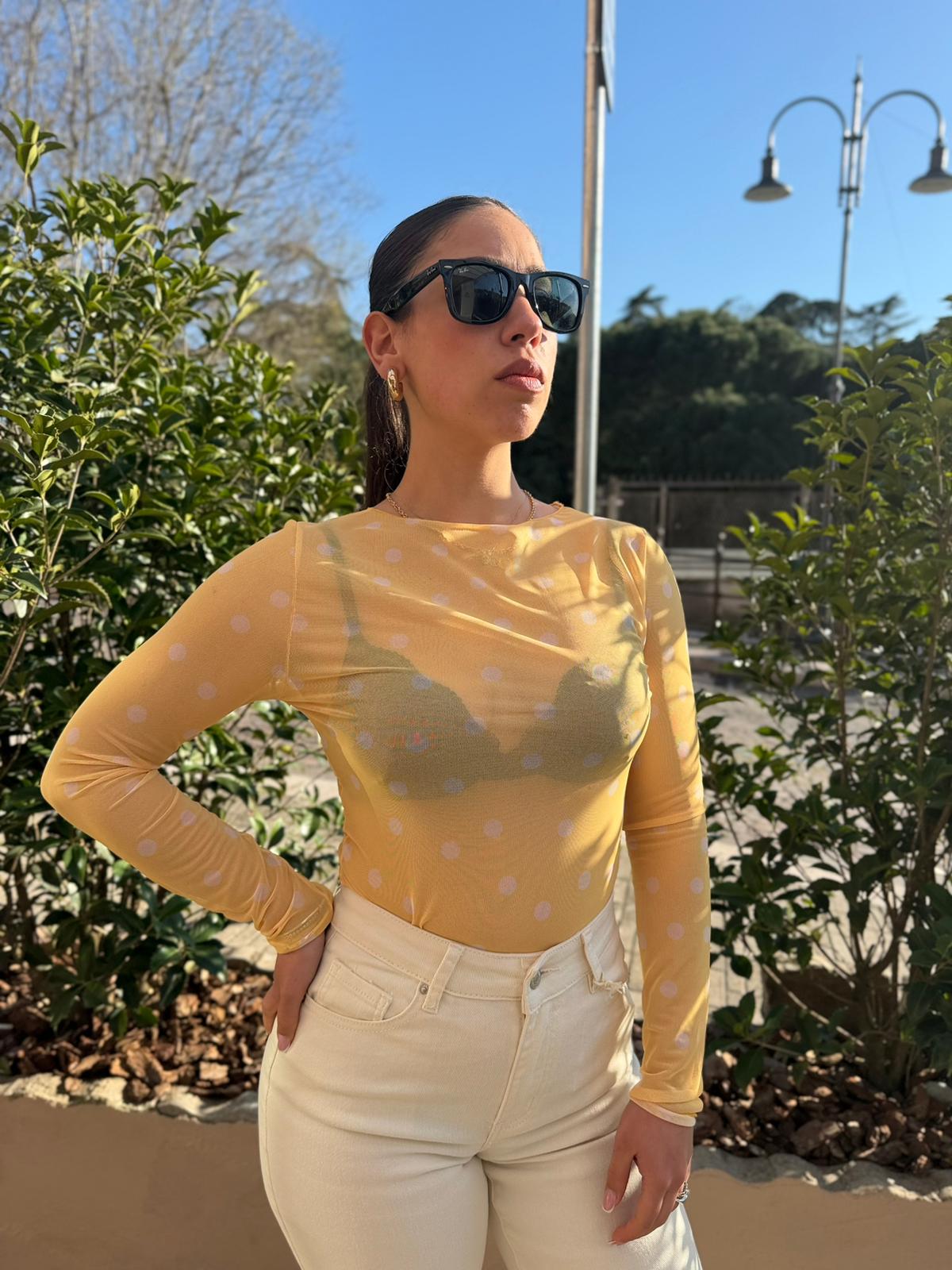 Maglia in Tulle a Pois – Donna (Da Indossare Sotto Giacca)