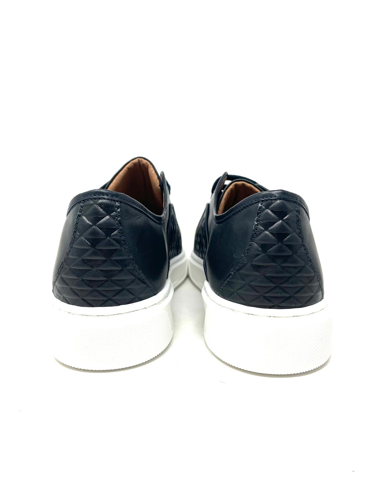 Sneakers in Vera Pelle con Stampa a Rombi
