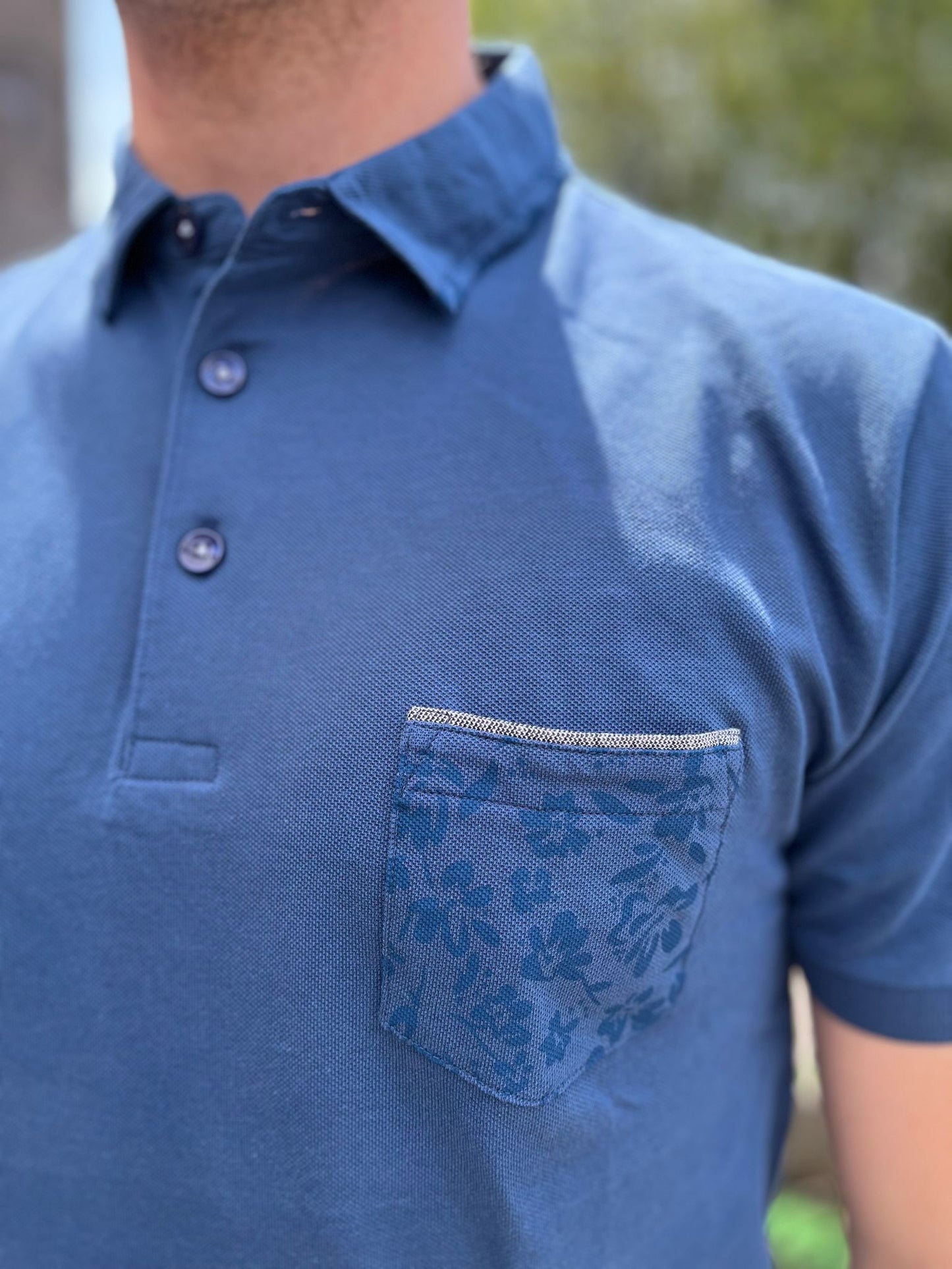 Polo  tasca a fiori cotone pique