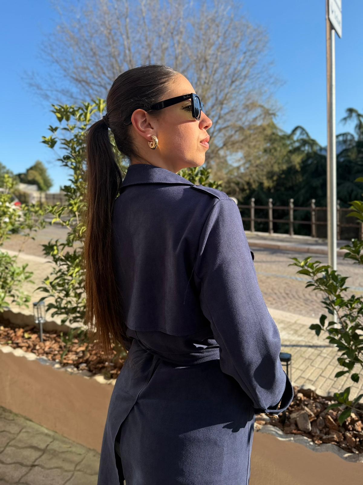 Trench Donna in Eco Camoscio con cintura a vestaglia