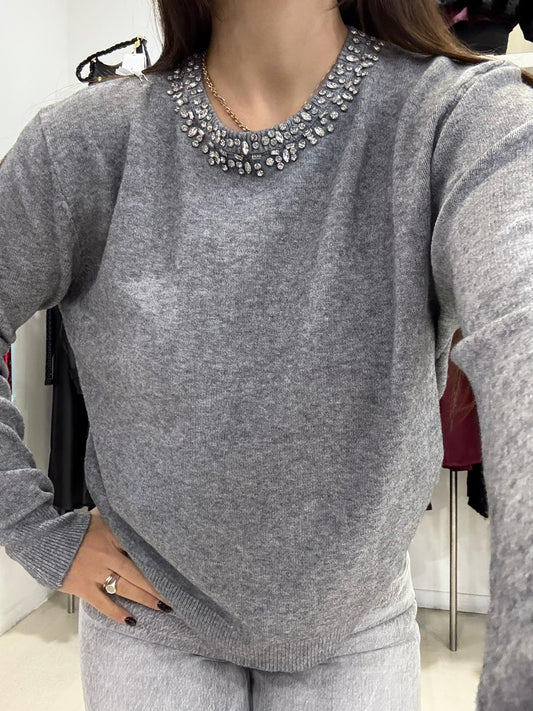 Maglia girocollo gioiello