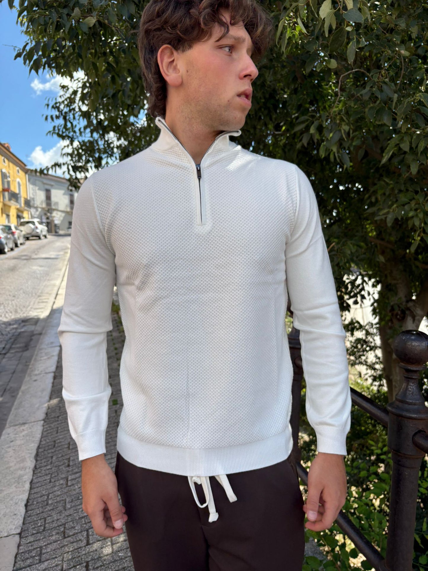Maglia uomo zip manica lunga