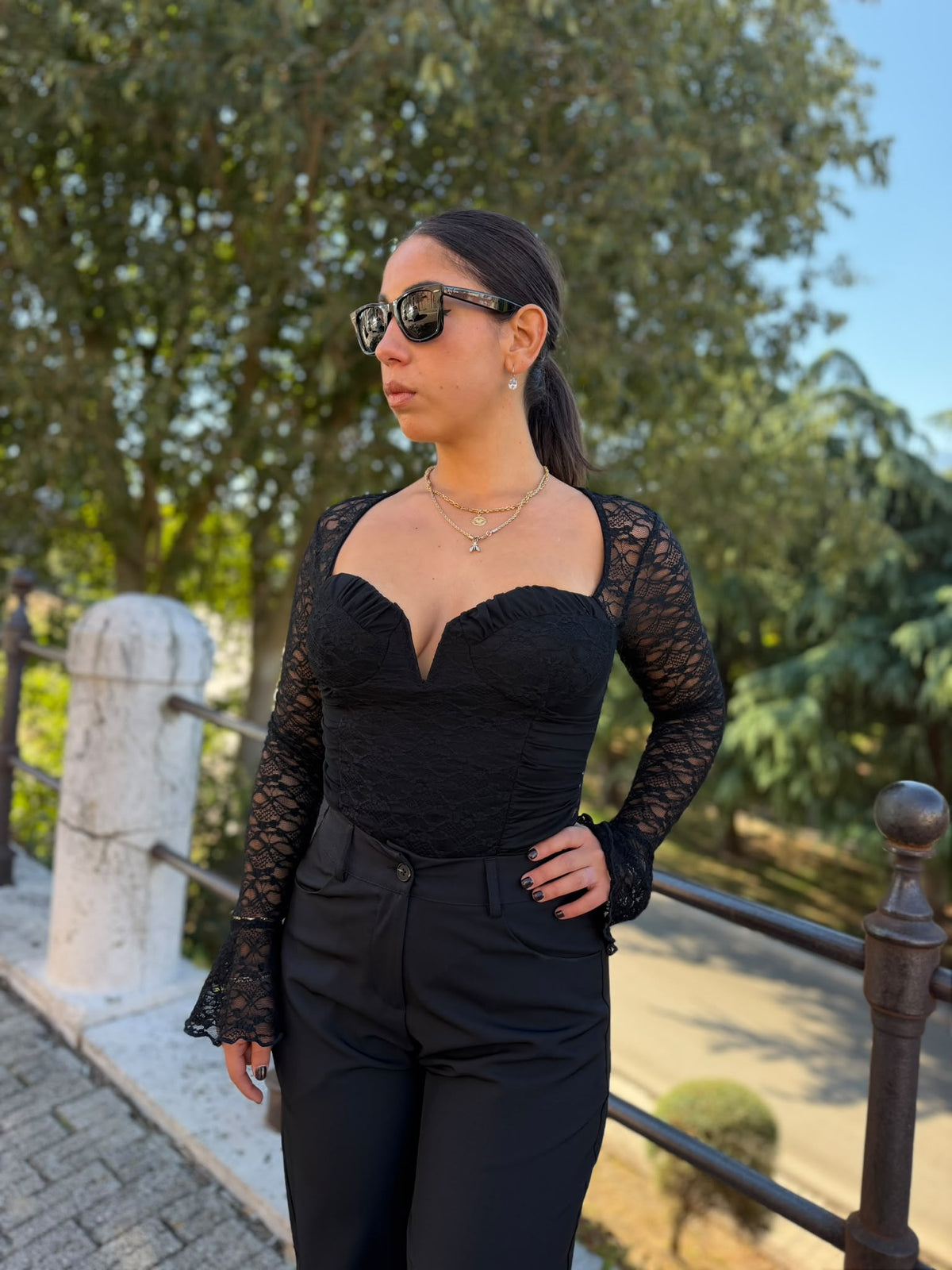 BODY DONNA IN PIZZO EFFETTO BUSTIER