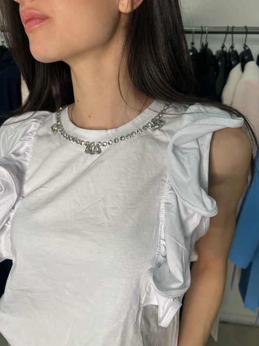 T-shirt Donna con Catena e Strass – Dettagli Preziosi, Stile Unico